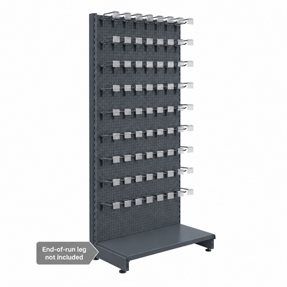 Dark grey RAL 7015 shelving product image, end-of-run leg not included.