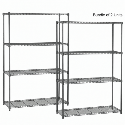 2 x 4 Tier Carbon Grey Wire Shelving Units - H1800 x D450mm