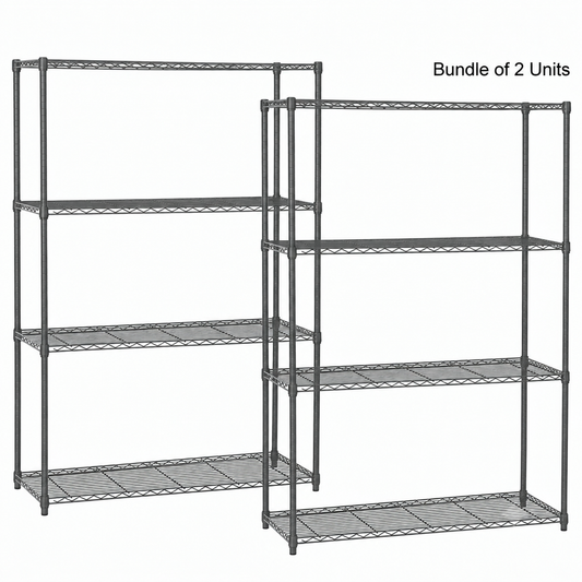 2 x 4 Tier Carbon Grey Wire Shelving Units - H1800 x D450mm