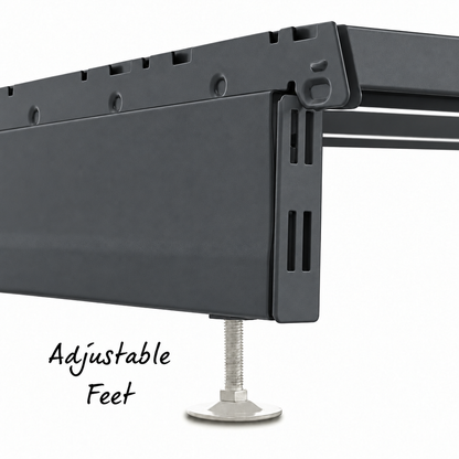 Dark Grey shelving base and metallic adjustable foot