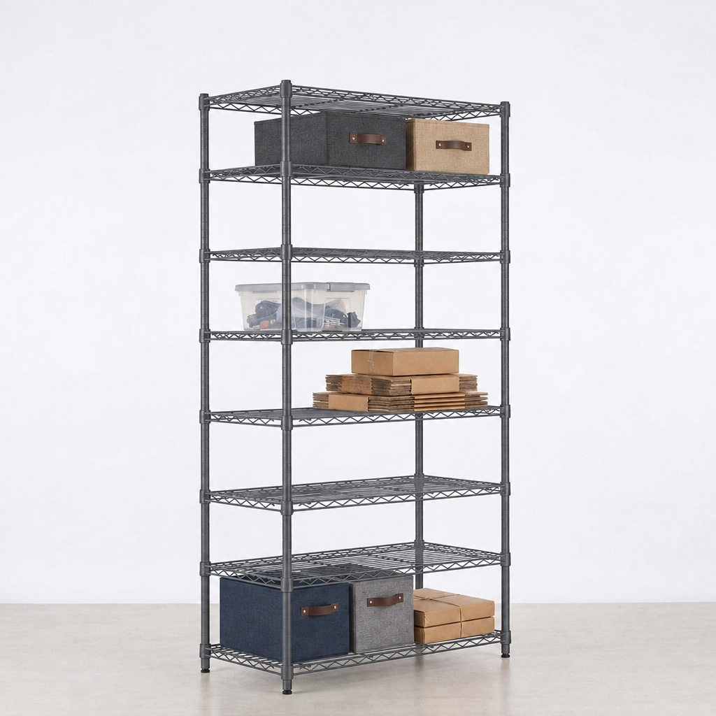 8 tier carbon grey wire shelving unit - H1800 x D450mm