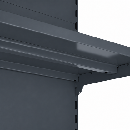 Dark Grey RAL 7015 shelf underside and supporting bracket.