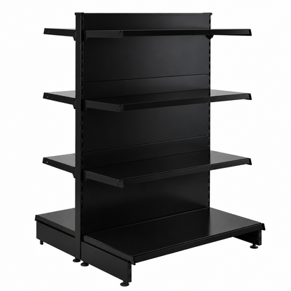 Black H1400mm gondola unit with 6 x 370mm shelves