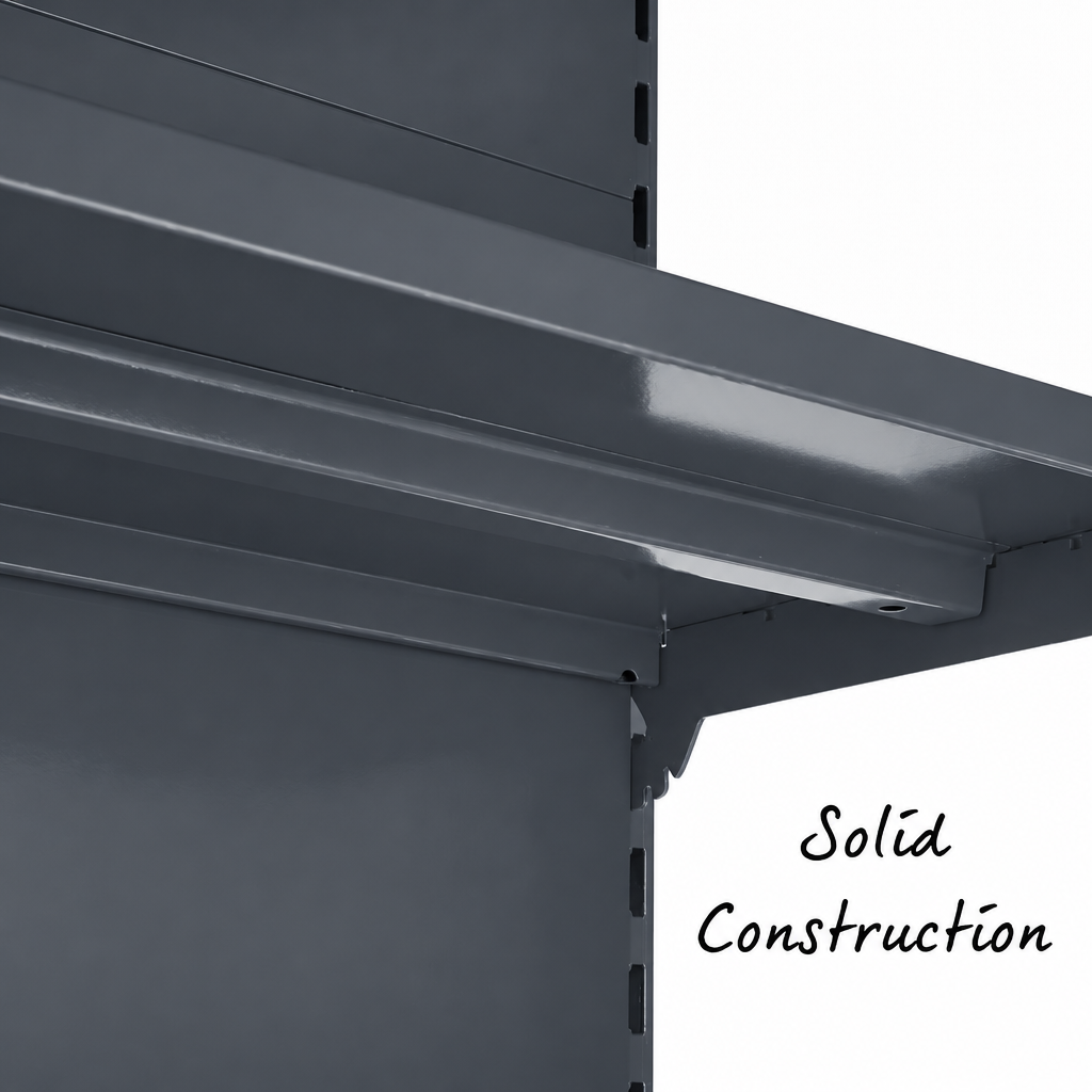 Dark Grey Retail Wall Shelving with LED Lighting - H1800 x W1000mm - 4 Shelves