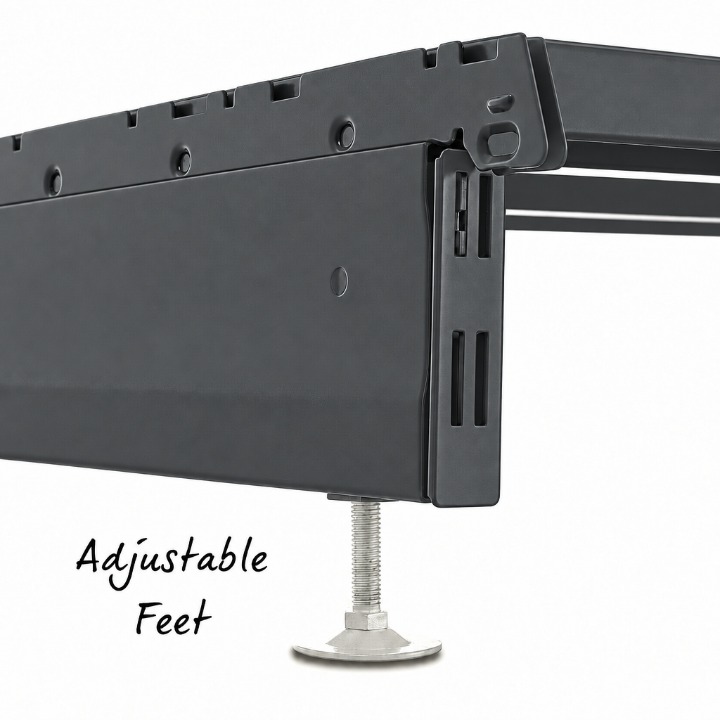 Dark grey base leg with metallic adjustable foot