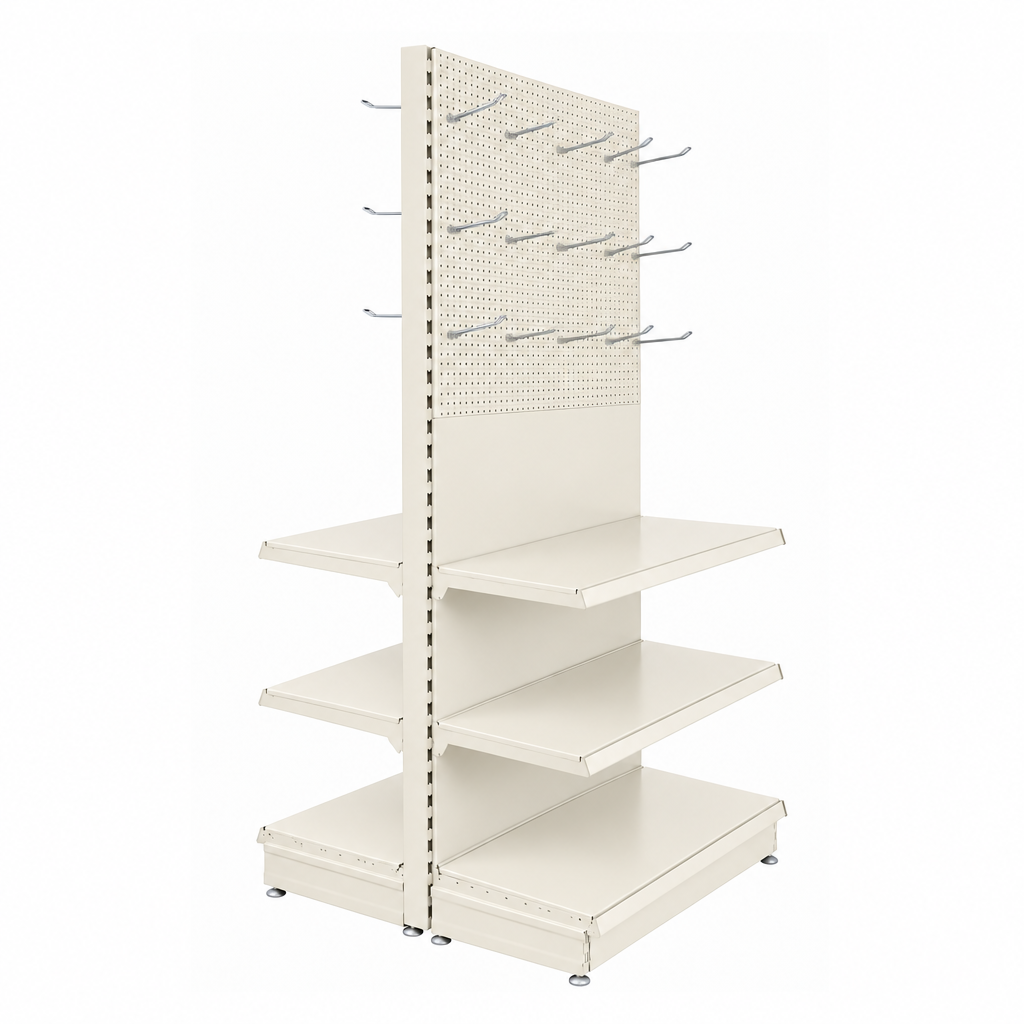 Jura White RAL 9001 gondola with hooks and shelves