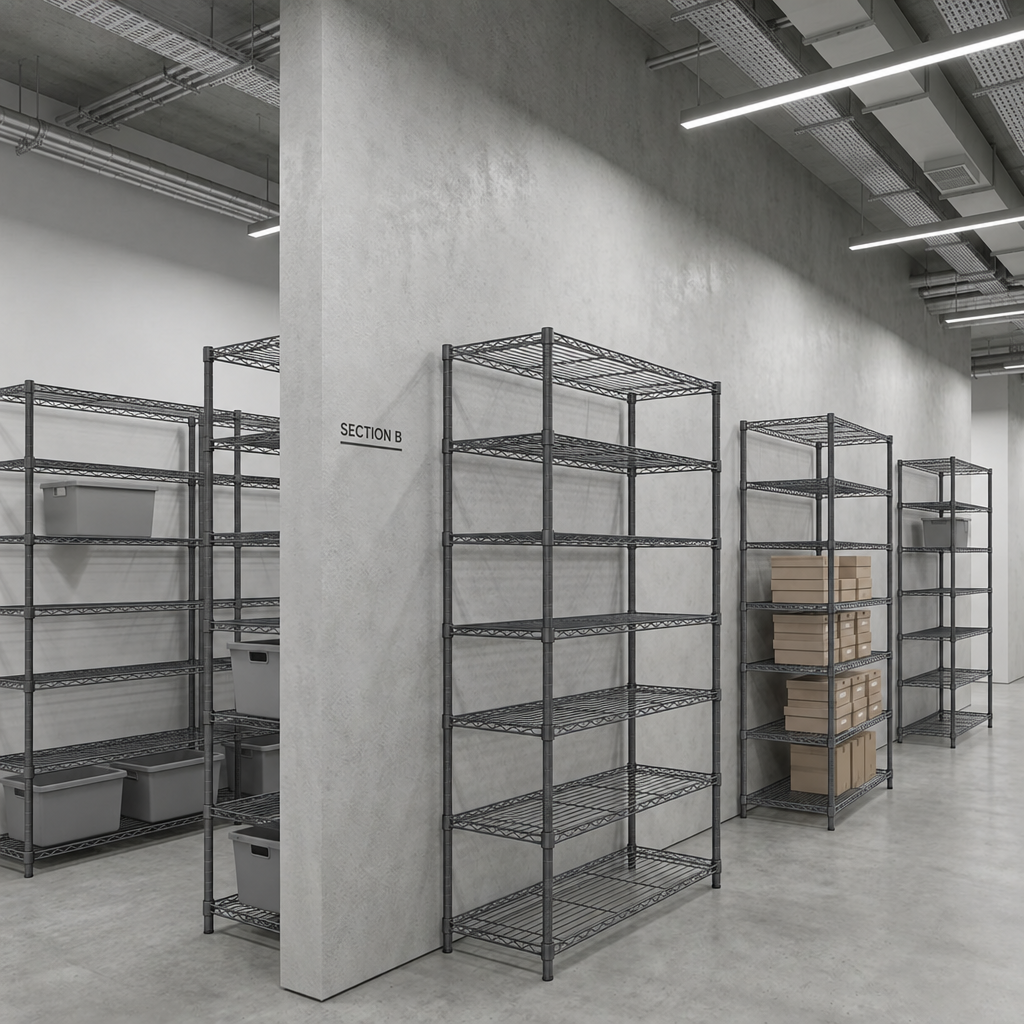 7 tier carbon grey wire shelving unit - H1800 x D450mm