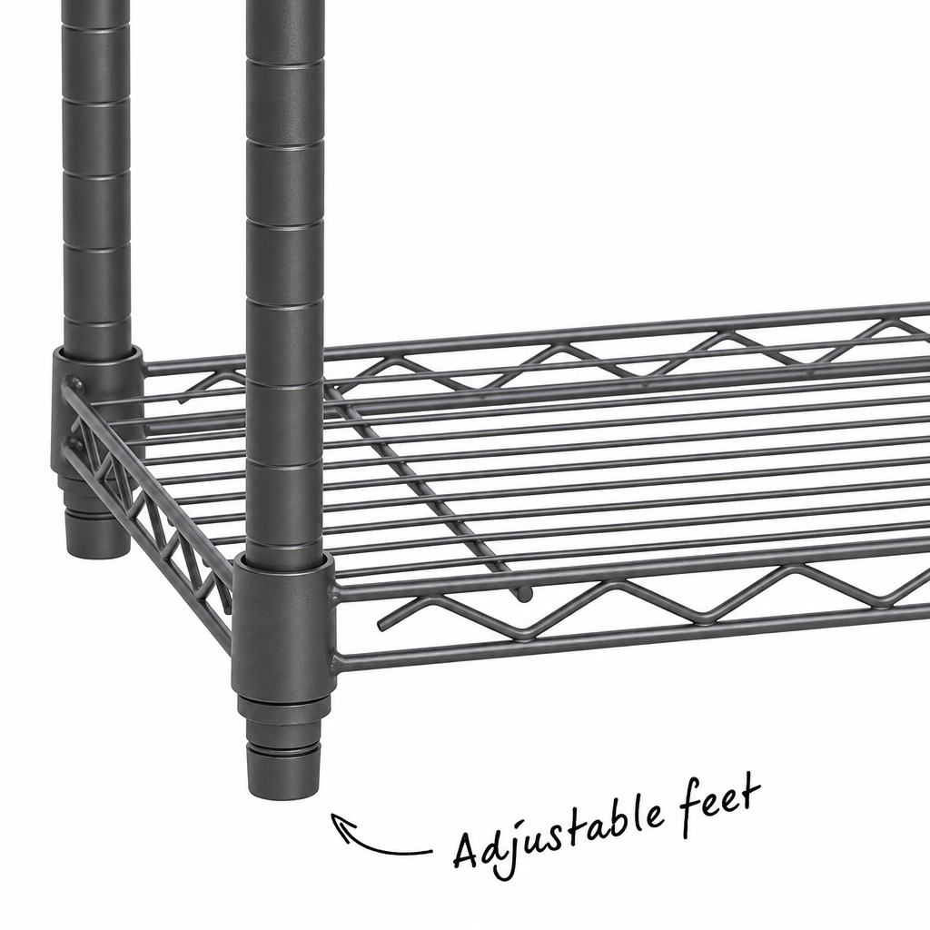 Carbon grey wire shelving detail