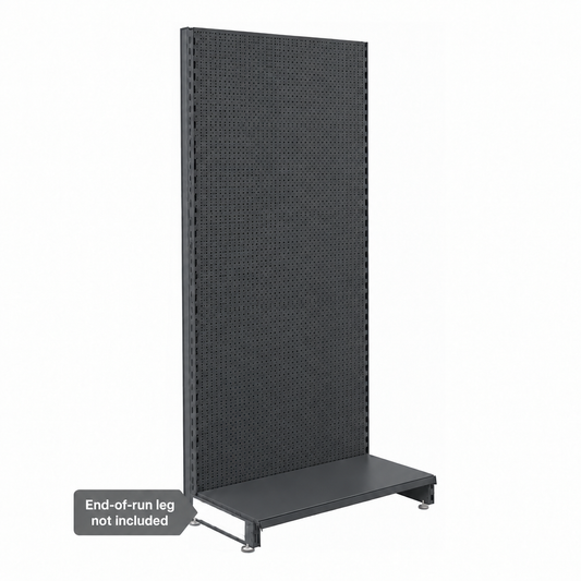 Dark grey H1800mm perforated panel modular wall unit with 470mm base shelf