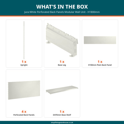 Jura White Perforated Back Panels Modular Wall Unit - H1800mm