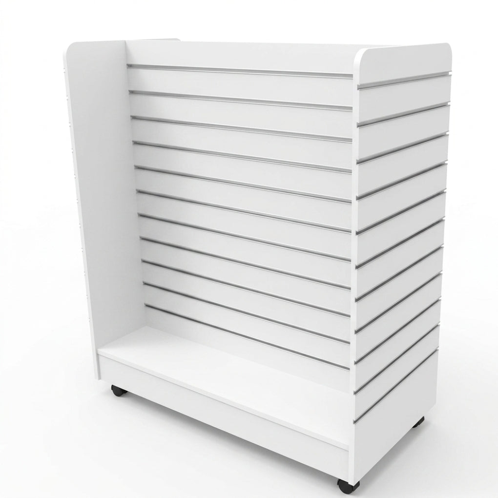 White Slatwall 'H' Display Gondola with Wheels - Silhouette Range