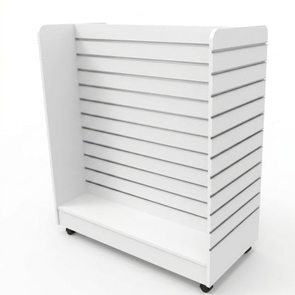 White Slatwall 'H' Display Gondola with Wheels - Silhouette Range