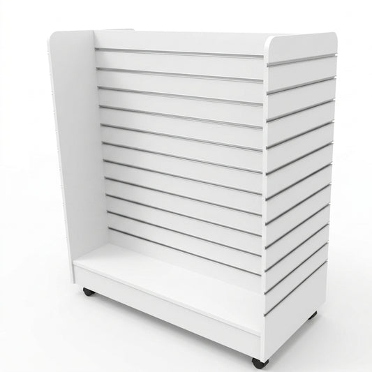 White Slatwall 'H' Display Gondola with Wheels - Silhouette Range