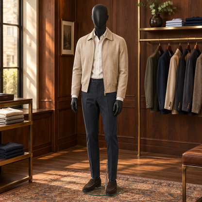 Matt black Candor egghead mannequin in a menswear boutique