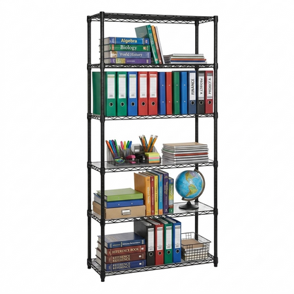 6 Tier Black Wire Shelving Unit - D450mm