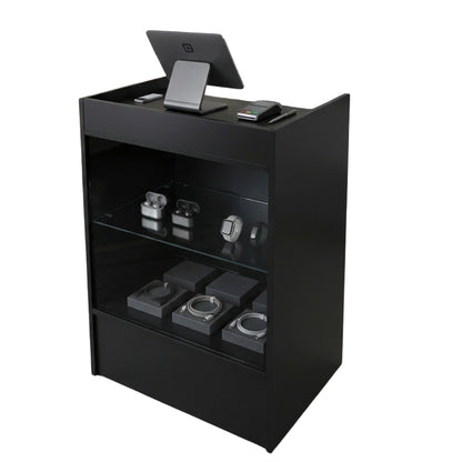 Black Retail Till Counter With Glass Front Display - Silhouette Range
