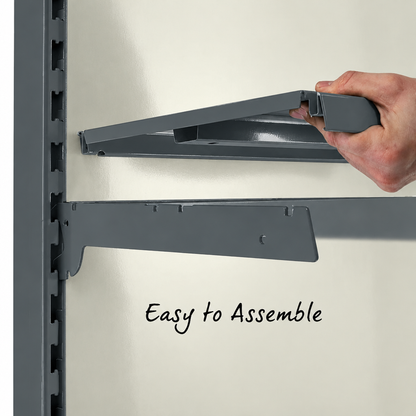 Recoloured image 2 of the gondola shelving in dark grey RAL 7015