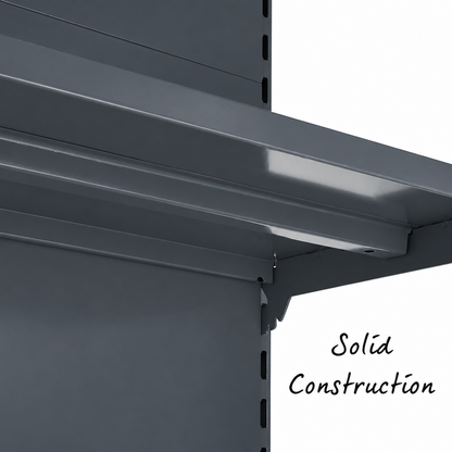 Recoloured image 3 of the gondola shelving in dark grey RAL 7015