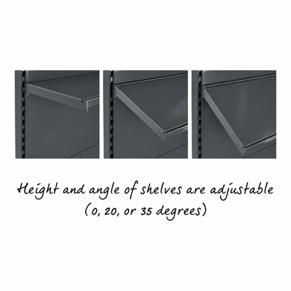 Recoloured image 4 of the gondola shelving in dark grey RAL 7015