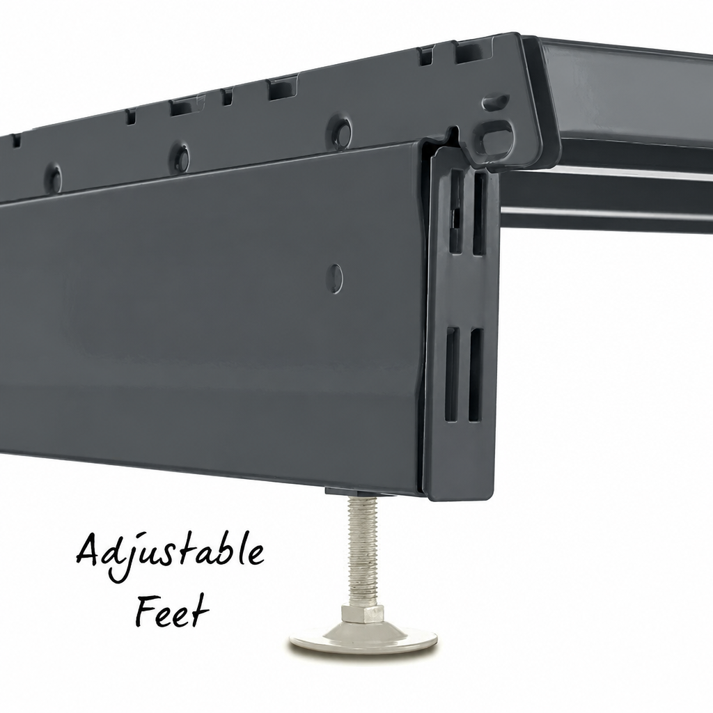 Recoloured image 5 of the gondola shelving in dark grey RAL 7015