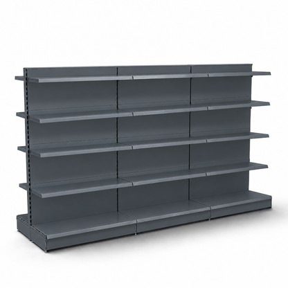 Recoloured main image 1 of the gondola shelving in dark grey RAL 7015