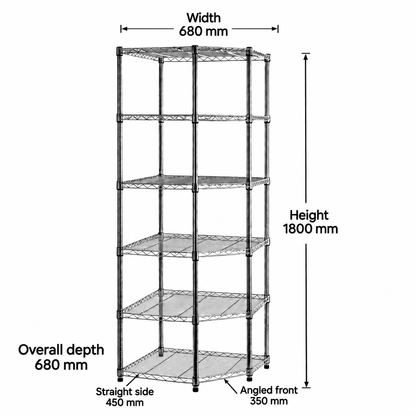 Revised unit diagram with 450 mm straight front and 350 mm angled front callouts