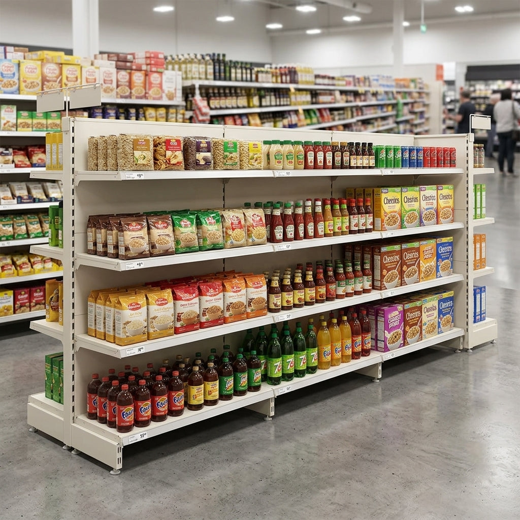 Jura White Retail Shelving Modular Gondola Unit - 6 x 370mm Shelves - H1400mm