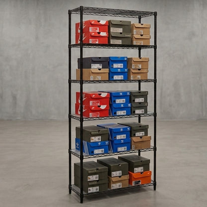 6 Tier Black Wire Shelving Unit - D450mm