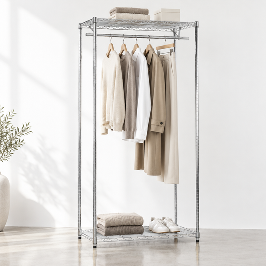 Single rack in a minimal boutique