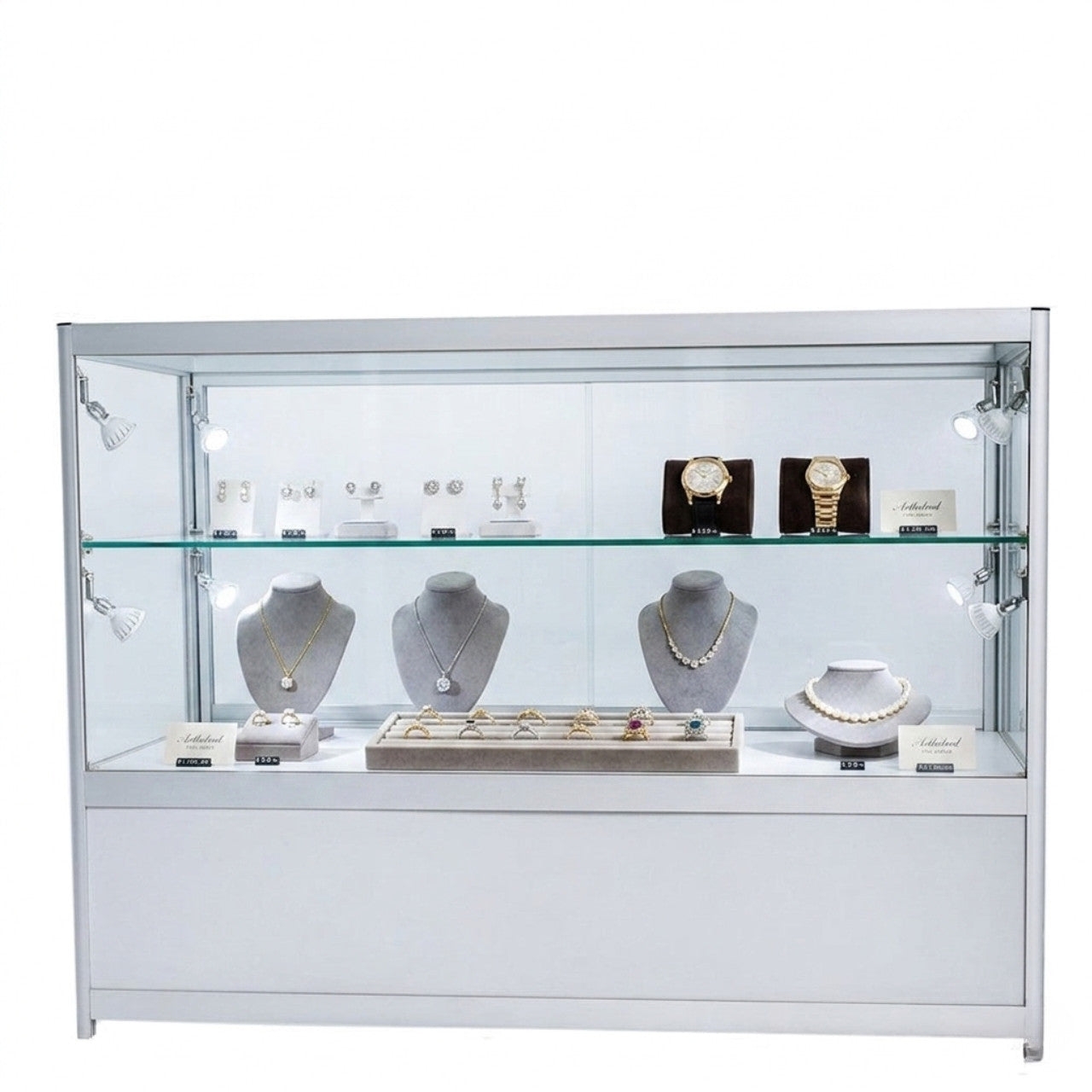 Skyline Slim Aluminium Showcase with 2/3 Glass Display and Storage Cupboard