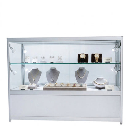 Skyline Slim Aluminium Showcase with 2/3 Glass Display and Storage Cupboard