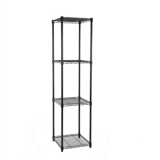 4 Tier Square Black Wire Shelving Unit - H1800 x W450 x D450mm