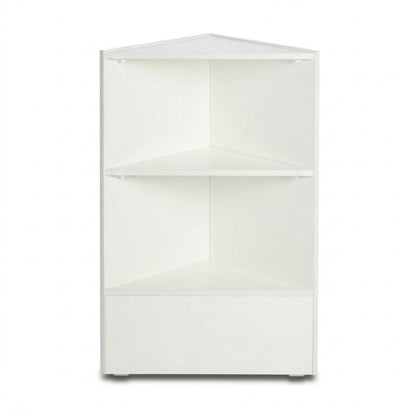 White Shop Display Corner Counter with Wooden Shelves - Silhouette Range