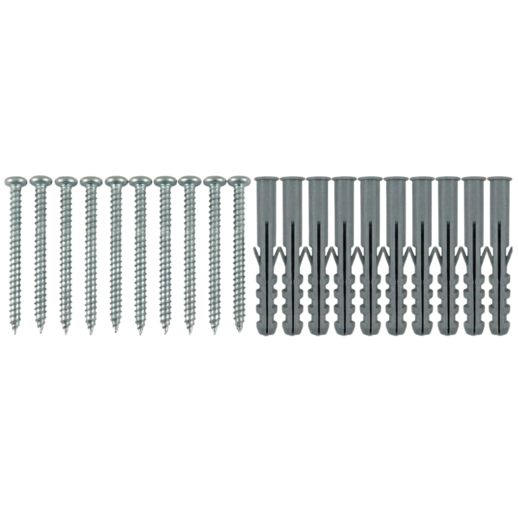 Twin Slot Upright Fixing Pack (Pack of 10 Screws & 10 Wall Plugs)