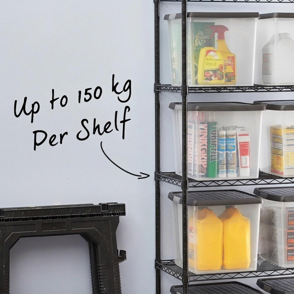 2 x 4 Tier Black Wire Shelving Units - H1800 x D450mm