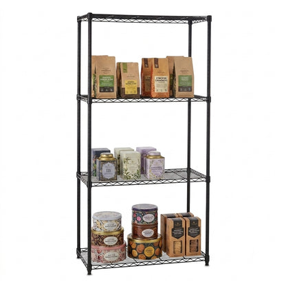 4 Tier Black Wire Shelving Unit - H1800 x D450mm
